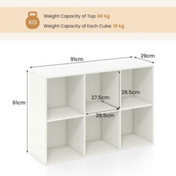 White Modern 6 Cube Bookshelf Display Rack Horizontal Vertical Bookcase Organizer - thumbnail 2