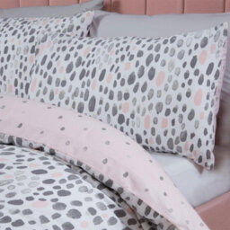 Ohs Dalmatian Print Duvet Cover Pillowcase Bedding, Blush/grey - Single - thumbnail 3