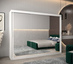 Arte Tokyo 03 Contemporary Mirrored 3 Sliding Door Wardrobe 9 Shelves 2 Rails White Matt (H)2000mm (W)2500mm (D)620mm - thumbnail 2