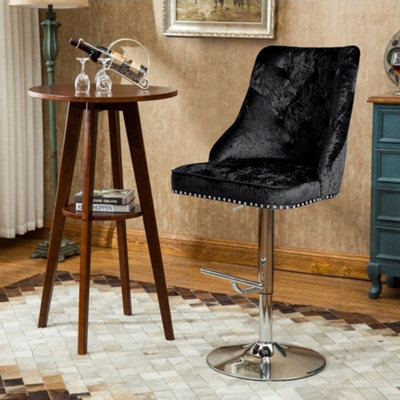 Living And Home Black Fabric Upholster Adjustable Height Bar Stool Chair - image 1