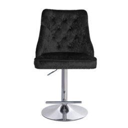 Living And Home Black Fabric Upholster Adjustable Height Bar Stool Chair - thumbnail 2