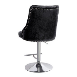 Living And Home Black Fabric Upholster Adjustable Height Bar Stool Chair - thumbnail 3