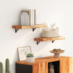 Berkfield Wall Shelf 50X30X2.5 Cm Rectangular Solid Wood Acacia Live Edge