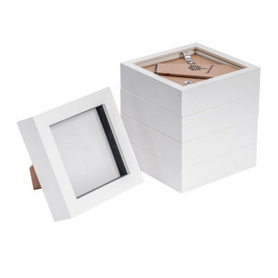 "Nicola Spring 4 X 4"" Photo Frames - White - 3D Photo Frame Picture Frame Box Portrait Display Case (12.5 X 12.5Cm) Set Of 5" - image 1