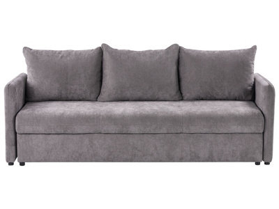 Wyld And Coco Taupe Chenille 3-Seater Sofa Bed - Storage, Foam Cushions, Modern Design - image 1