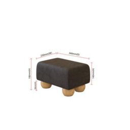 Black Natural Wood Bun Feet Style Leather Small Footstool  Handmade Uk By Footstools Direct - thumbnail 2