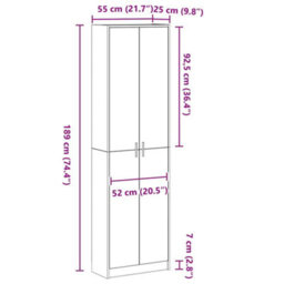 Vidaxl Wardrobe With Shelf White 55 X 25 X 189 Cm Engineered Wood - thumbnail 3