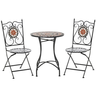 Three Piece Multicoloured Mosaic Bistro Table And Chairs Set For Garden Patio - image 1