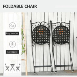 Three Piece Multicoloured Mosaic Bistro Table And Chairs Set For Garden Patio - thumbnail 5