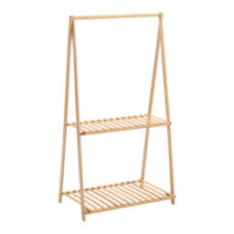 Living And Home 2-Tier Natural Bamboo Plant Stand Planter Rack With Hanging Bar - thumbnail 4