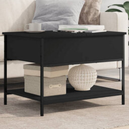 Walplus Coffee Table Black 70X50X50 Cm Engineered Wood And Metal - thumbnail 1