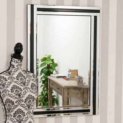 Mirroroutlet Dalton Black All Glass Mirror 90 X 60 Cm - image 1