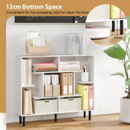 Gainoom White Open Bookshelf Modern Geometric Bookcase Freestanding With Anti-Tipping Devices - thumbnail 8