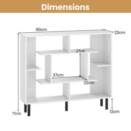Gainoom White Open Bookshelf Modern Geometric Bookcase Freestanding With Anti-Tipping Devices - thumbnail 2