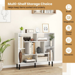 Gainoom White Open Bookshelf Modern Geometric Bookcase Freestanding With Anti-Tipping Devices - thumbnail 6