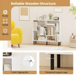 Gainoom White Open Bookshelf Modern Geometric Bookcase Freestanding With Anti-Tipping Devices - thumbnail 7