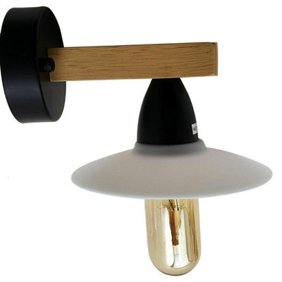 Ledsone Vintage Industrial Wall Light Sconce Lamp Fixture Indoor, Retro Light Made Of Steel And Wood, E27 - White - image 1