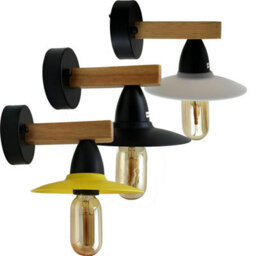 Ledsone Vintage Industrial Wall Light Sconce Lamp Fixture Indoor, Retro Light Made Of Steel And Wood, E27 - White - thumbnail 4