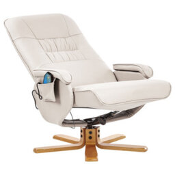 Wyld and Coco Zenhaven Heated Massage Recliner Armchair Beige Faux Leather With Built-In Footrest And Remote - thumbnail 7