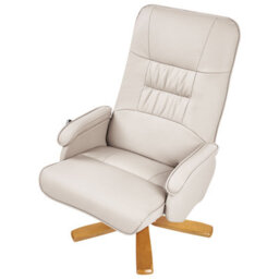 Wyld and Coco Zenhaven Heated Massage Recliner Armchair Beige Faux Leather With Built-In Footrest And Remote - thumbnail 9
