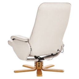 Wyld and Coco Zenhaven Heated Massage Recliner Armchair Beige Faux Leather With Built-In Footrest And Remote - thumbnail 8