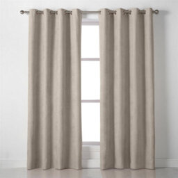 Luxury Living Velvet Chenille Eyelet Curtains Ready Made Pair Taupe - thumbnail 3