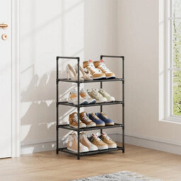 4 Tiers-43X28X72Cm Metal Narrow Shoe Rack Shoe Shelf Vertical Tall Slim Footwear Storage Organizer - thumbnail 5