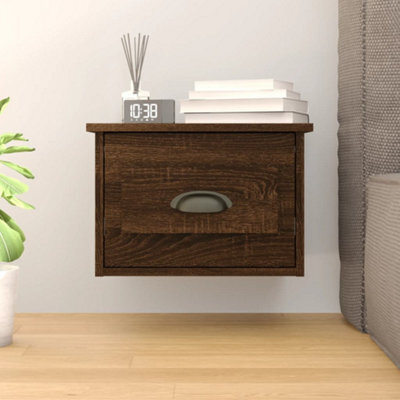 Berkfield Wall-Mounted Bedside Cabinet Brown Oak 41.5X36X28Cm - image 1