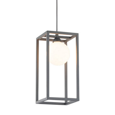 Luminosa Lighting Luminosa Industrial And Retro Hanging Pendant Grey 1 Light  With Glass Shade, G9 - image 1