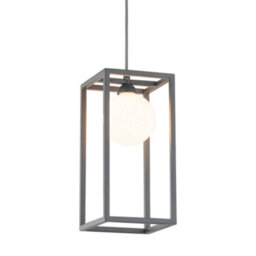 Luminosa Lighting Luminosa Industrial And Retro Hanging Pendant Grey 1 Light  With Glass Shade, G9 - thumbnail 1