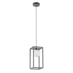 Luminosa Lighting Luminosa Industrial And Retro Hanging Pendant Grey 1 Light  With Glass Shade, G9 - thumbnail 3