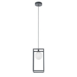 Luminosa Lighting Luminosa Industrial And Retro Hanging Pendant Grey 1 Light  With Glass Shade, G9 - thumbnail 5