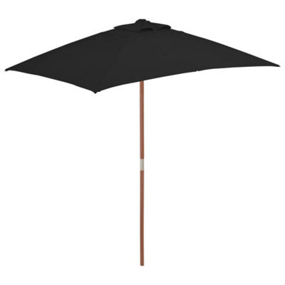 Berkfield Outdoor Parasol With Wooden Pole Black 150X200 Cm - image 1