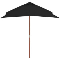 Berkfield Outdoor Parasol With Wooden Pole Black 150X200 Cm - thumbnail 3