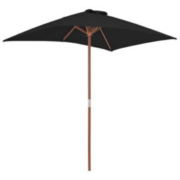 Berkfield Outdoor Parasol With Wooden Pole Black 150X200 Cm - thumbnail 2