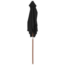 Berkfield Outdoor Parasol With Wooden Pole Black 150X200 Cm - thumbnail 5