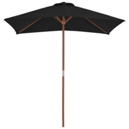 Berkfield Outdoor Parasol With Wooden Pole Black 150X200 Cm - thumbnail 4