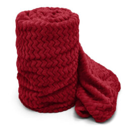 Velosso Cosy Touch Chevron Pattern Faux Mink Throw Blanket - Luxurious Feel, High-Quality Weave For Sofa, Bed - 127Cm X 152Cm - Red