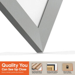 "AK Frames 25X17"" Silver Modern Vinyl Record Frame With White Mount For 12 Inch Lp Cover & Disc - Overlapped Design" - thumbnail 3