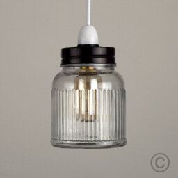Valuelights Retro Style Clear Glass Ribbed Design Jar Ceiling Light Shade (D)12Cm - thumbnail 4
