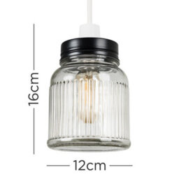 Valuelights Retro Style Clear Glass Ribbed Design Jar Ceiling Light Shade (D)12Cm - thumbnail 7