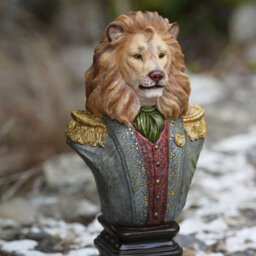 Burgess Lion Gentry Bust Resin Sculpture Home Garden Ornament Outdoor Admiral Decoration Jungle Animals Colonial Gift - thumbnail 2
