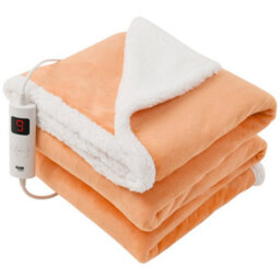 Glamhaus Heated Throw Electric Fleece Over Blanket Sofa Bed 160 X 130Cm Tangerine