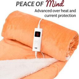 Glamhaus Heated Throw Electric Fleece Over Blanket Sofa Bed 160 X 130Cm Tangerine - thumbnail 5