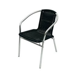 4Pc Black Rattan Stacking Armchair   Bistro Outdoor Chair - thumbnail 2