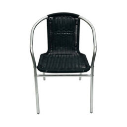 4Pc Black Rattan Stacking Armchair   Bistro Outdoor Chair - thumbnail 4