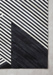 Orsina Bosie Safira Large Black And White Hair On Leather Rug - thumbnail 4