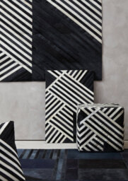 Orsina Bosie Safira Large Black And White Hair On Leather Rug - thumbnail 5