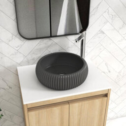 Royal Bathrooms Orion 600mm Natural Oak Floor Standing Plain White Countertop Vanity Unit 2 Door With Milan Black Basin & Chrome Accent Trim - thumbnail 5