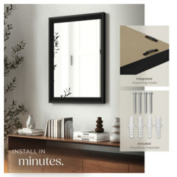 Tectake Wall Mirror Elina - Rectangular, With Plastic Frame, Includes Mounting Materials 50 X 70 Cm  - Black - thumbnail 4